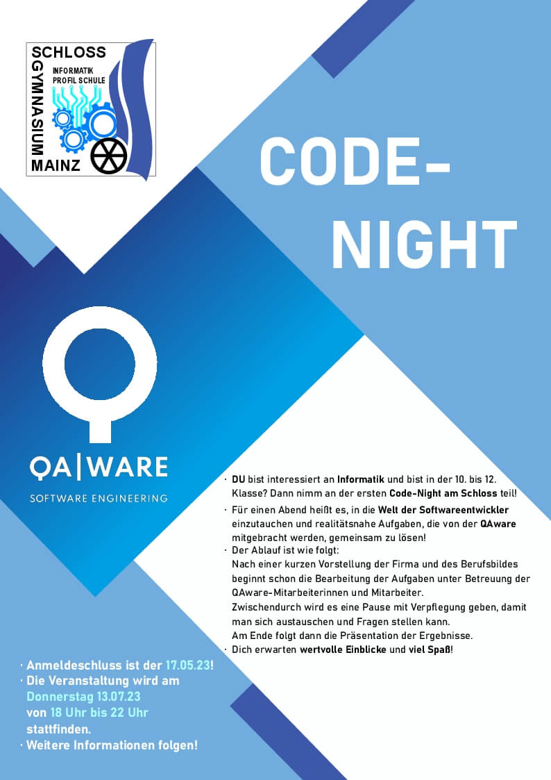 4.7.24 | 2. Code-Night am Schlossgymnasium | Anmeldeschluss 16.6.24