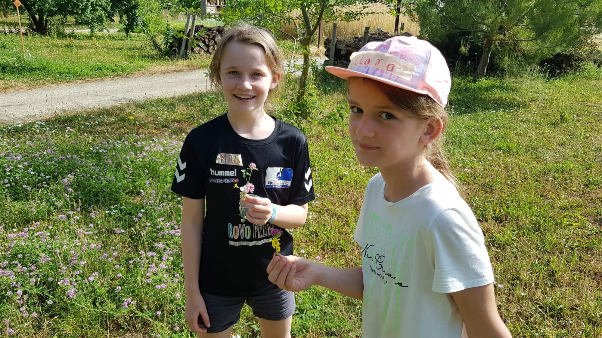 5d und 7d erproben den Artenrucksack Wiese im Botanischen Garten