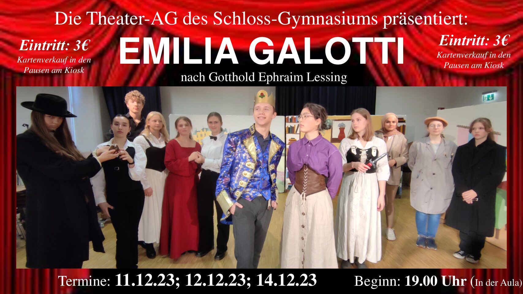 11.-14.12.23 | Auf ein Neues – Die Theater-AG präsentiert Lessings „Emilia Galotti“